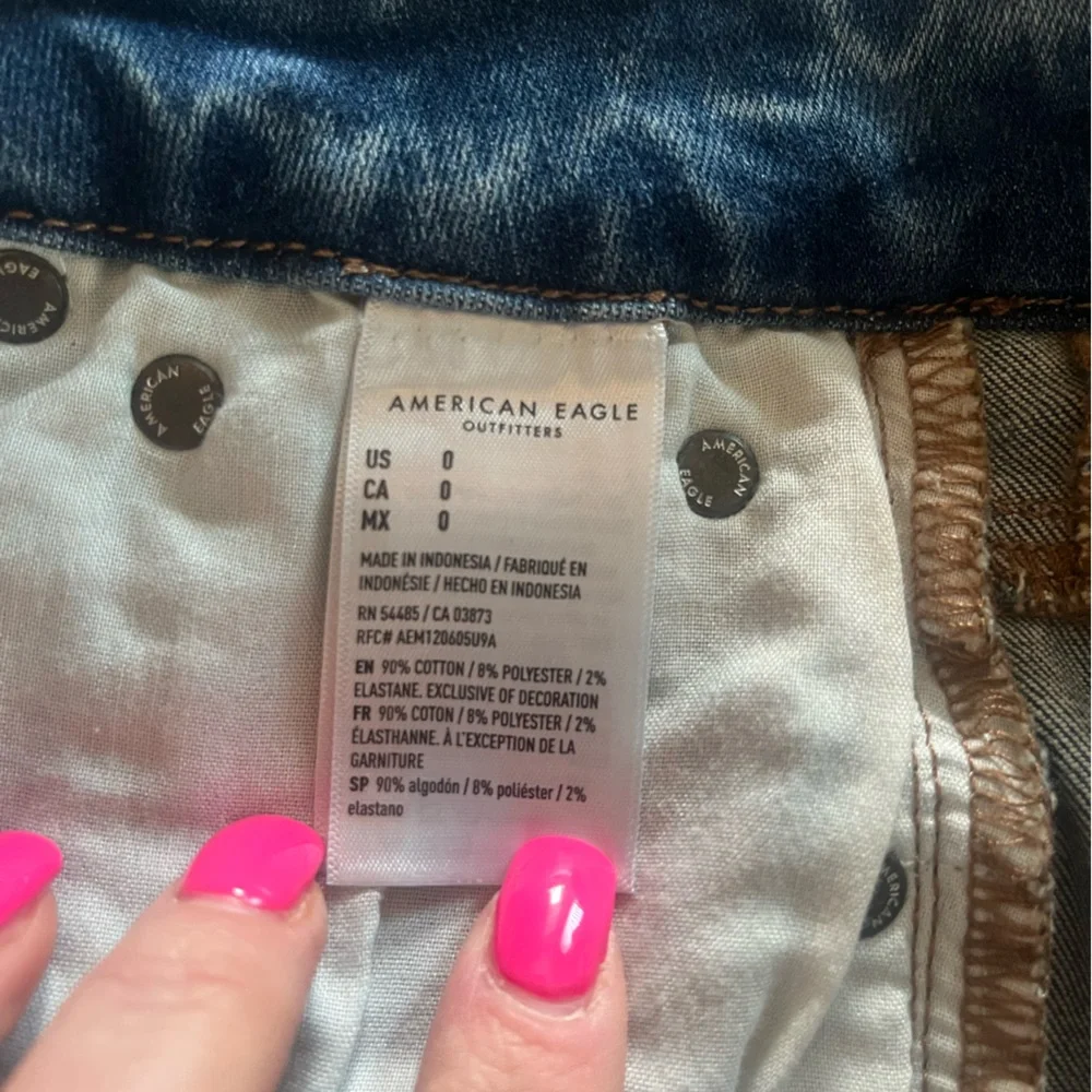 American Eagle Outfitters Denim Distressed Mini Skirt Women’s size 0 - Picture 2 of 12